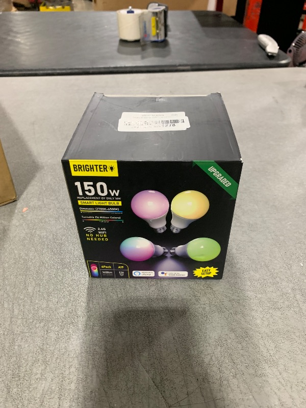 Photo 1 of Smart LED Light Bulbs 150W Equivalent, 1600LM 16W Alexa Light Bulbs, A19 E26 Ultra Bright Color Changing Light Bulbs, 2.4 GHz WiFi Dimmable Light Bulbs Compatible with Alexa, Google 4 Packs(Upgrated)