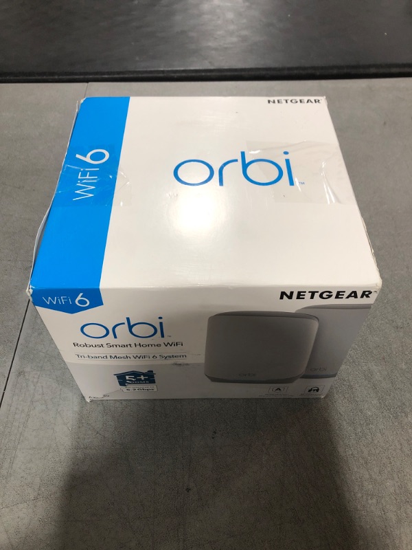 Photo 1 of NETGEAR Orbi Whole Home Tri-Band WiFi 6 Mesh Network System (RBK752P) – Router with 1 Satellite Extender, Security Features, Coverage up to 5,000 sq. ft., 75 Devices, AX5200 802.11ax (Up to 5.2Gbps)