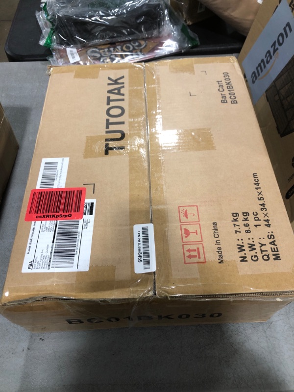 Photo 1 of TUTOTAK Bar Cart - Serving Cart for Home - Microwave Cart, Drink Cart, Mobile Kitchen Shelf with Wine Rack and Glass Holder, Rolling Beverage Cart BC01BK030