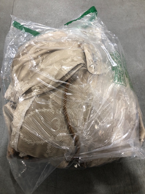 Photo 1 of Loom and Mill Luxury Waterfall Valances for Windows, Elegant Jacquard Thick Swag Curtains Valance with Tassels for Living Room, Bedroom Party Banquet Decorations (Golden & Sand, W79 Inch, 1 Panel)