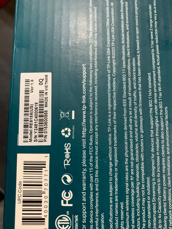 Photo 3 of TP-Link AX5400 WiFi 6 Range Extender with Ethernet Port | Internet Signal Booster for Home | Tri-Band Wireless Repeater Amplifier | Built In Access Point Mode | APP Setup | OneMesh Compatible (RE815X)