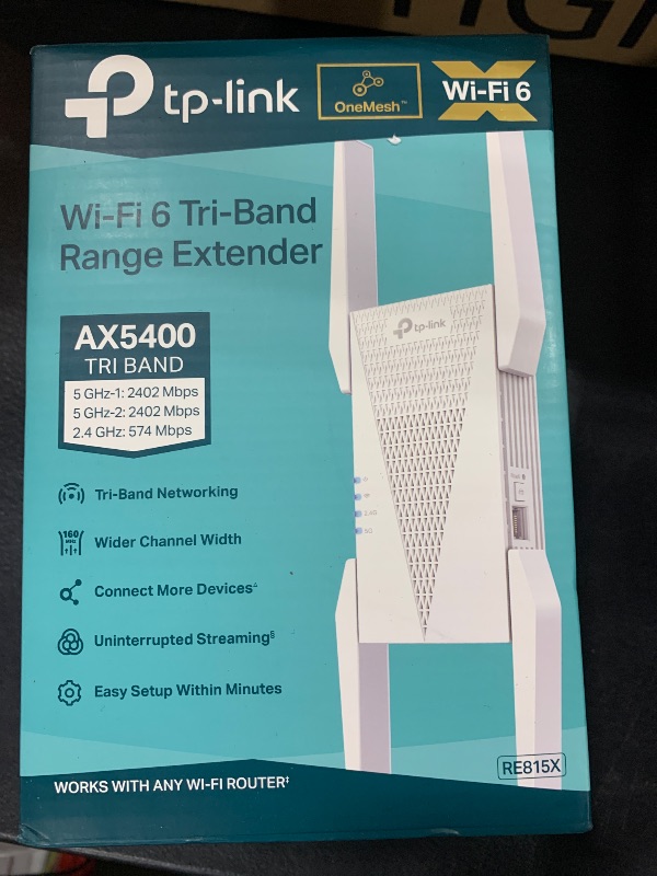 Photo 2 of TP-Link AX5400 WiFi 6 Range Extender with Ethernet Port | Internet Signal Booster for Home | Tri-Band Wireless Repeater Amplifier | Built In Access Point Mode | APP Setup | OneMesh Compatible (RE815X)