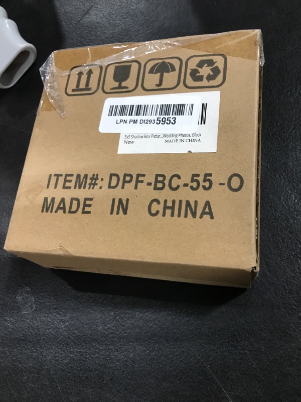 Photo 1 of 5x5 Shadow Box Picture Frame with Soft Linen Back - Metal Push Pins Included, Memory Box Display Case for Memorabilia Flower Awards Medals Wedding Photos, Black