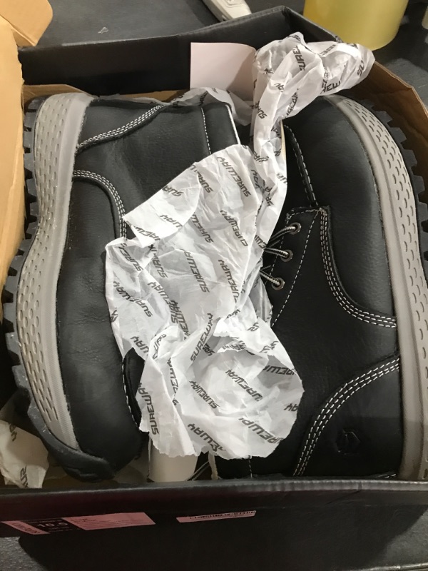 Photo 1 of SUREWAY Men's Lightweight Casual Wedge Soft Moc Toe Work Boots,Comfort Insole, Superior Oil/Slip Resistant,Men's Construction Industrial Safety Working Boots/Shoes - Black