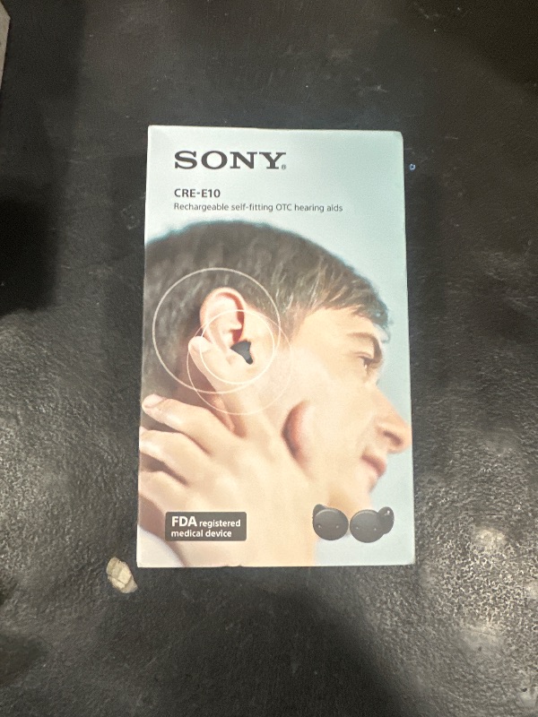 Photo 3 of Sony CRE-E10 Self-Fitting OTC Hearing Aids for Mild to Moderate Hearing Loss, Prescription-Grade Sound Quality, Comfortable Earbud Design, Bluetooth Enabled for iOS, and Rechargeable Battery, Black