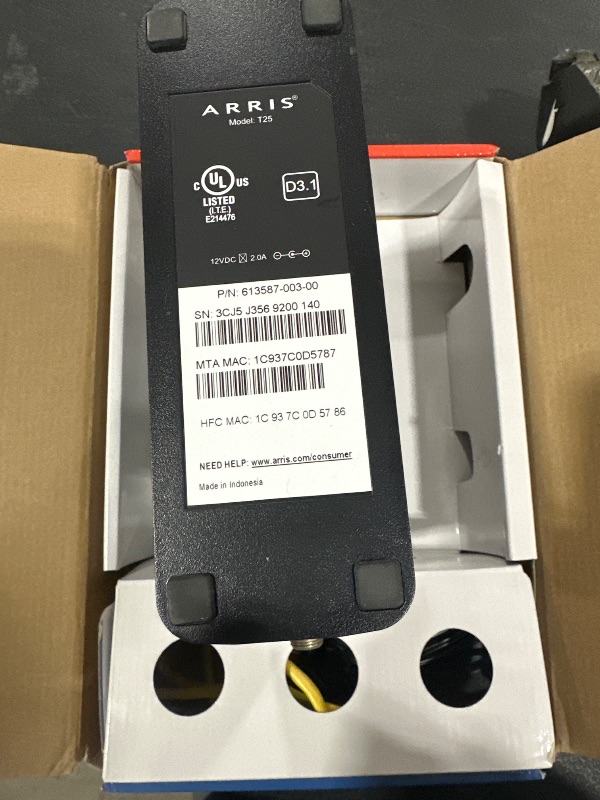 Photo 1 of ARRIS (T25) - Cable Modem - Fast DOCSIS 3.1 Gigabit Cable Modem , Comcast Xfinity Internet & Voice , Two 1 Gbps Ports, 800 Mbps Max with Xfinity Plan