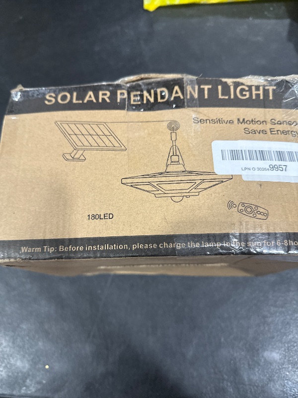 Photo 1 of AEQ Solar Shed Light Solar Pendant Light Indoor Outdoor Work in Daytime with Remote Control, 360° Lighting Waterproof Solar Indoor Lights with Motion Sensor/Timer/5 Modes for Home Shed Garage Barn