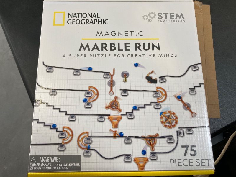 Photo 1 of NATIONAL GEOGRAPHIC Magnetic Marble Run - 75-Piece STEM Building Set for Kids & Adults with Magnetic Track & Trick Pieces & Marbles for Building A Marble Maze