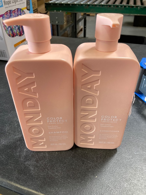 Photo 1 of MONDAY HAIRCARE Smooth Shampoo + Conditioner Bathroom Set (2 Pack) 27oz Each for Frizzy, Coarse, and Curly Hair, Made from Coconut Oil, Shea Butter, & Vitamin E, 100% Recyclable Bottles