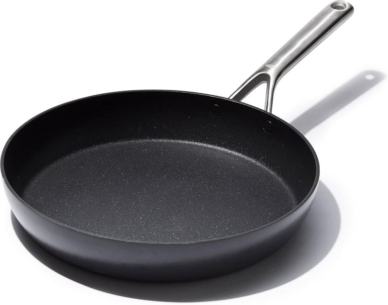 Photo 1 of Professional 12" Frying Pan Skillet, Hard Anodized Ceramic Nonstick Cookware PFAS-Free, Induction Suitable, Stainless Steel Handles, Diamond Reinforced Coating, Dishwasher Safe, Oven Safe, Black