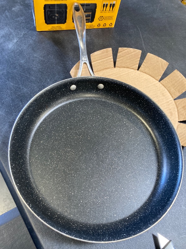 Photo 1 of Professional 12" Frying Pan Skillet, Hard Anodized Ceramic Nonstick Cookware PFAS-Free, Induction Suitable, Stainless Steel Handles, Diamond Reinforced Coating, Dishwasher Safe, Oven Safe, Black