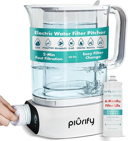 Photo 1 of Countertop Electric Water Filter Pitcher with 6-Month  - Fast 2-Min Filtration, Removes 99% Lead, PFAS, Mercury & Chlorine -  50oz Capacity