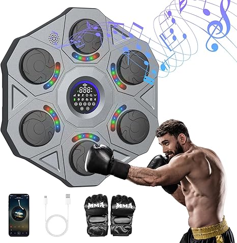 Photo 1 of Music Boxing Machine with Boxing Gloves, Smart Bluetooth Boxing Machine Wall Mounted, Home Workout Boxing Target Machine 