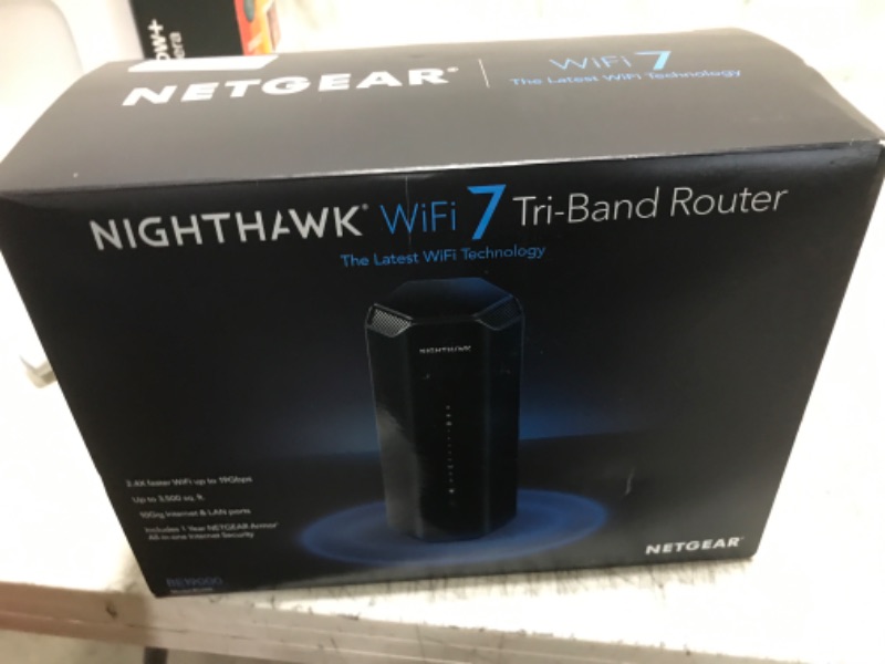 Photo 2 of NETGEAR Nighthawk Tri-Band WiFi 7 Router (RS700S) - Security Features, BE19000 Wireless Speed (up to 19Gbps) – 10 Gig Internet Port - Covers up to 3,500 sq. ft., 200 Devices – 1-Year Armor Included