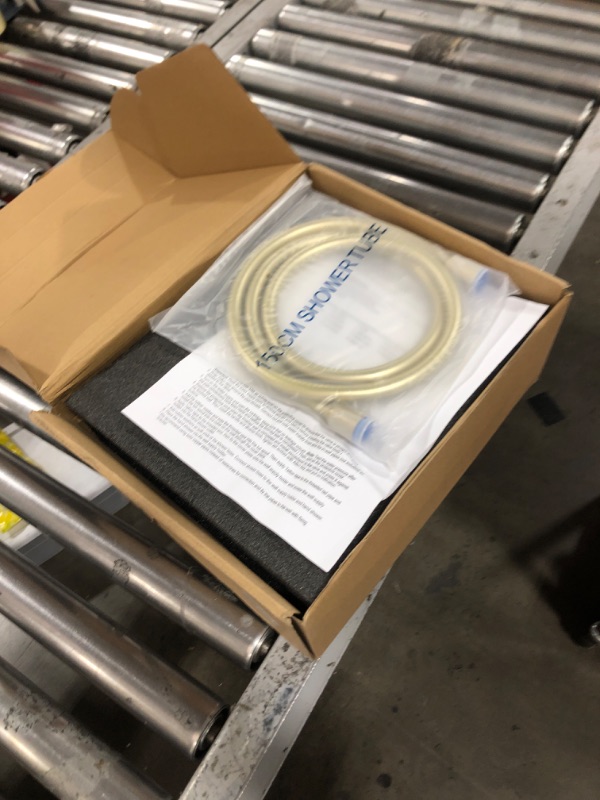 Photo 1 of AZOS Wall Mounted Bathtub Faucet with Handheld Shower, High Flow Rate Tub Filler Faucet Set with 360° Swivel Spout Fixtures, Brushed Gold Waterfall Tub Faucets