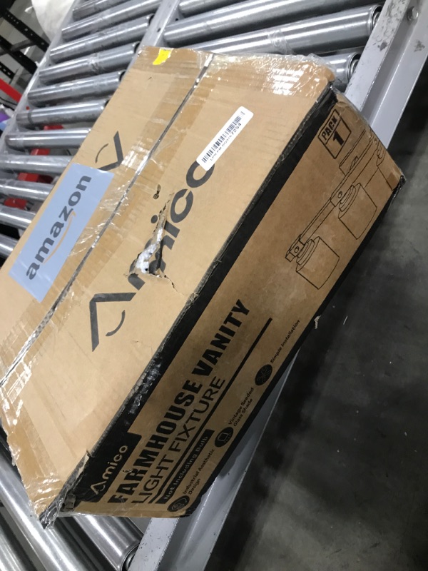 Photo 1 of Amico Farmhouse Bathroom Vanity Light Fixtures,Rustic 5-Light Industrial Painted Wood Vanity Lights for Bathroom,Vintage Black Wall Sconces Bathroom Vanity Lighting with Bubble Glass Shade