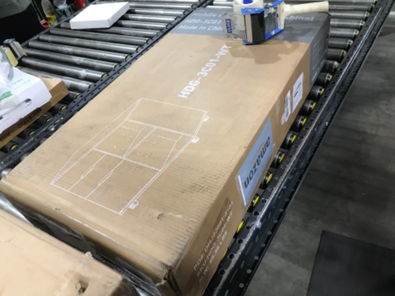 Photo 1 of DUMOS Lateral File Cabinet with 3 Drawers, Rolling Wooden Printer Stand Under Desk Storage Organizer with 4 Wheels Adjustable Shelf for Office Home, White