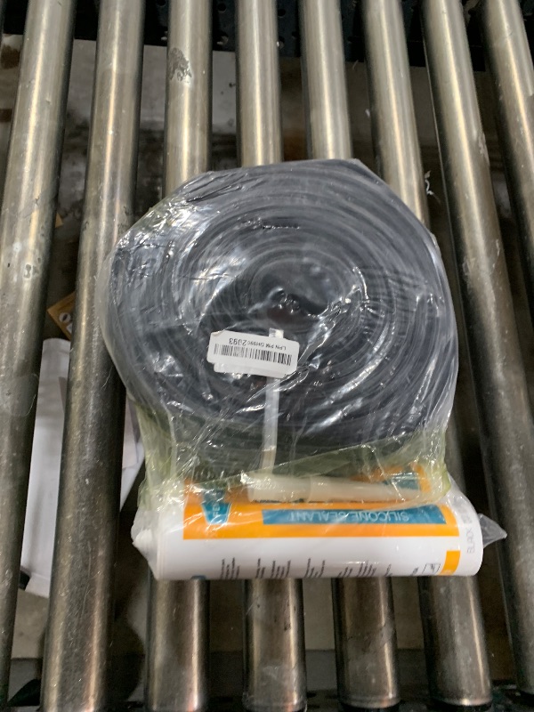 Photo 1 of 16.5Ft Universal Garage Door Bottom Threshold Seal Strip with 20oz Glue Gel, Weatherproof Rubber DIY Weather Stripping Replacement - Black