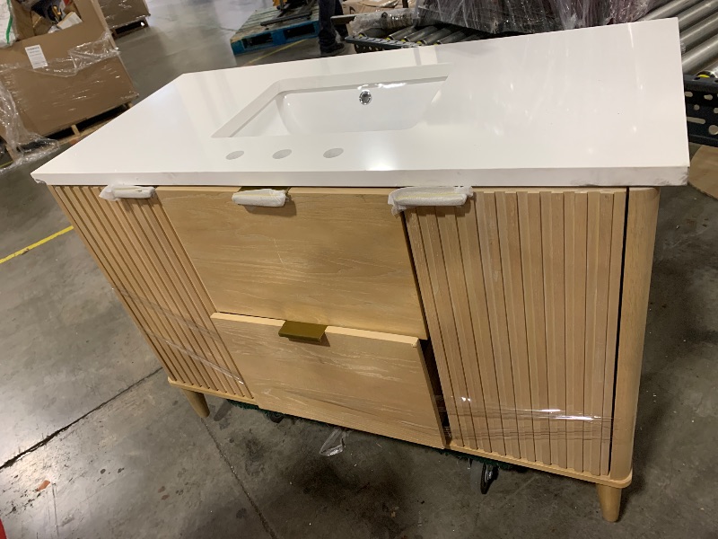 Photo 2 of OVE Decors Indy 48 in. Undermount Single Sink Bathroom Vanity with White Engineered Marble Top, Rustic Ash