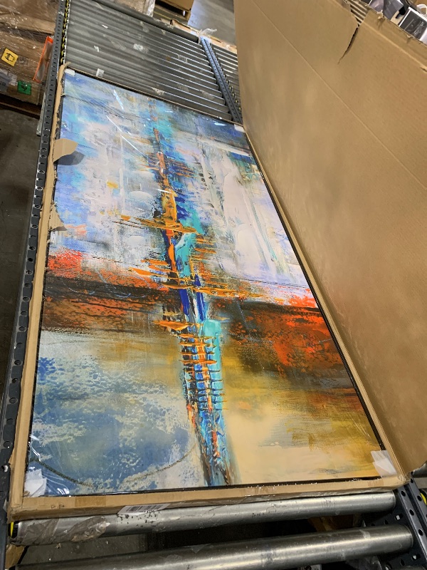 Photo 1 of yiijeah Large Abstract Wall Art - 30x60 Attached Peripheral Frame - Wide Type Frame Wall Art - Framed Artwork Ready to Hang Wall Art for Living Room Bedroom Office