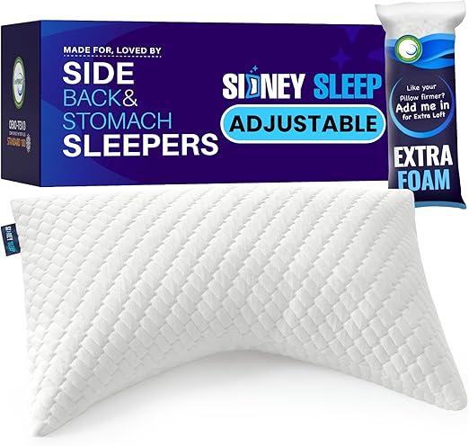 Photo 1 of Sidney Sleep Pillow for Side and Back Sleepers - Comfort for Neck and Shoulder Pain - Adjustable and Customizable Shredded Memory Foam Filling