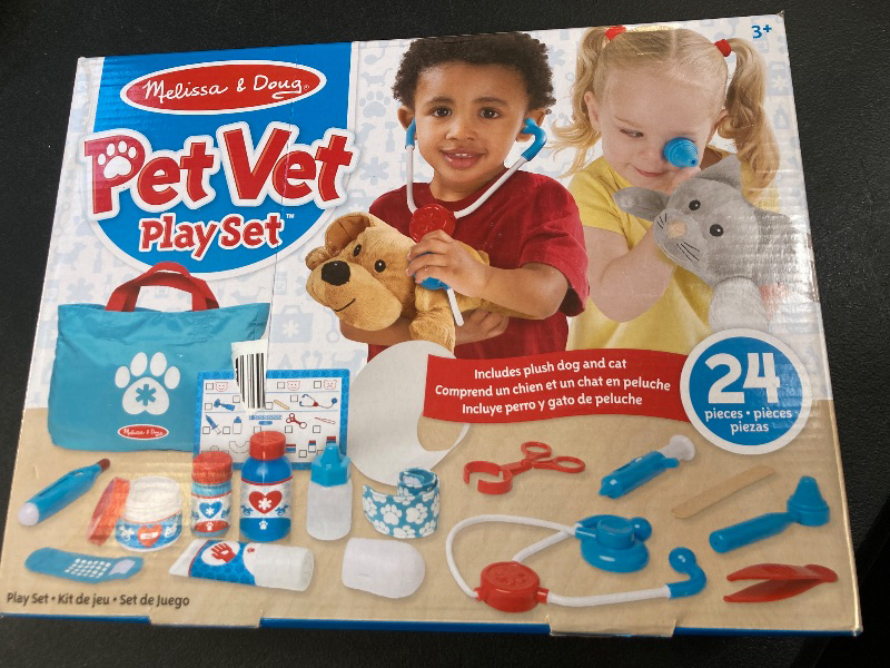 Photo 1 of Melissa  Doug Examine and Treat Pet Vet Pretend Play Set With Plush Dog And Cat (24 Pcs)