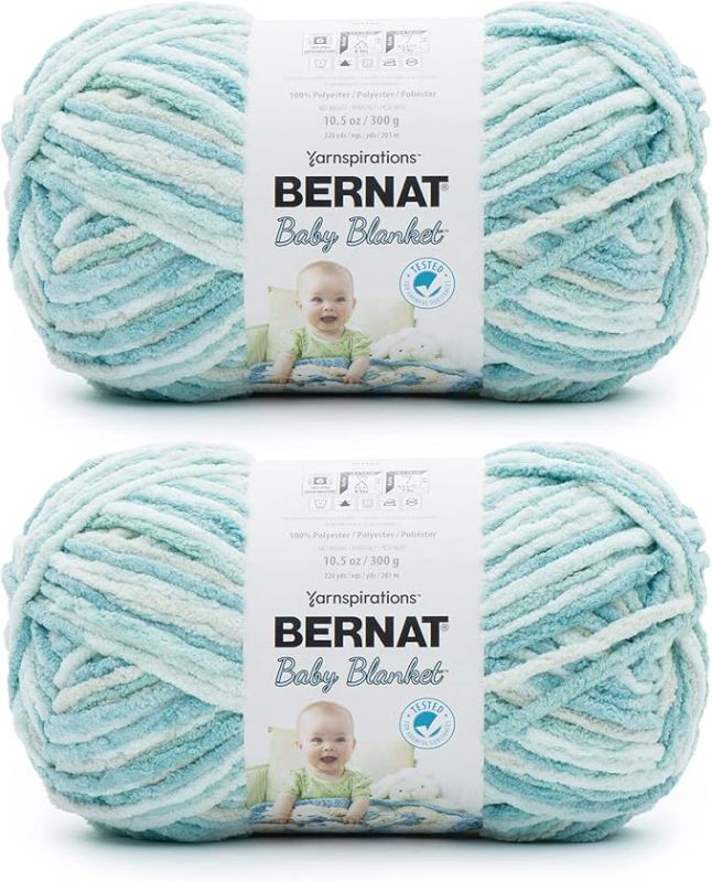 Photo 1 of Bernat Baby Blanket Yarn, Baby Blue-Green (2 Pack)