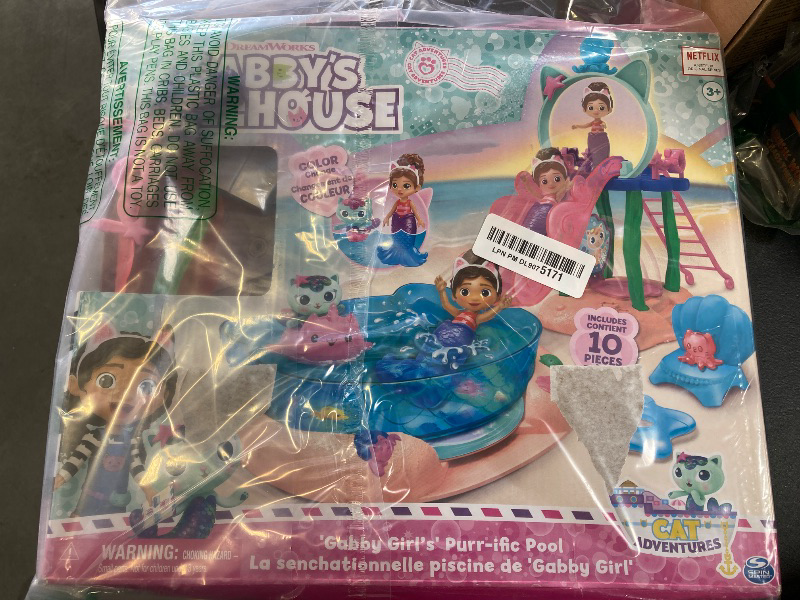 Photo 1 of Gabby’s Dollhouse, Purr-ific Pool Playset with Gabby and MerCat Figures, Color-Changing Mermaid Tails and Pool Accessories Kids Toys for Ages 3 and Up