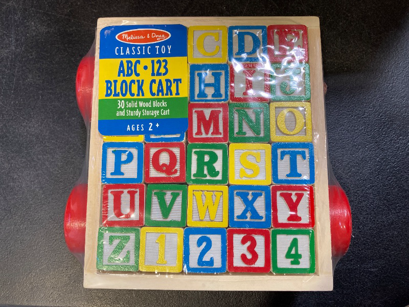 Photo 1 of Melissa & Doug Classic ABC Wooden Block Cart Educational Toy With 30 1-Inch Solid ABC Wood Blocks For Toddlers Ages 2+