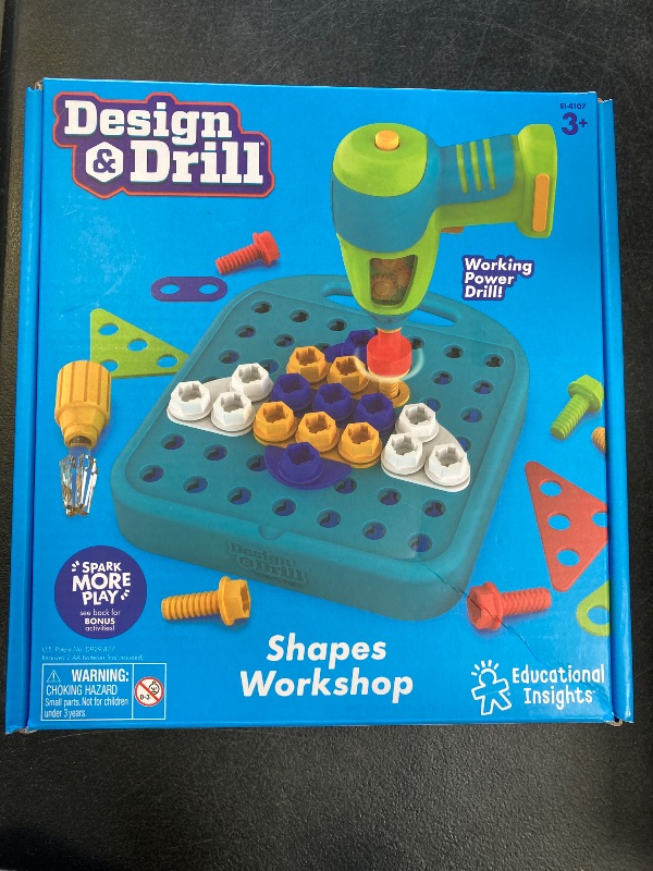 Photo 2 of Educational Insights Design & Drill Shapes Workshop, 73 Pieces with Electric Toy Drill, STEM Toy, Gift for Kids Ages 3+