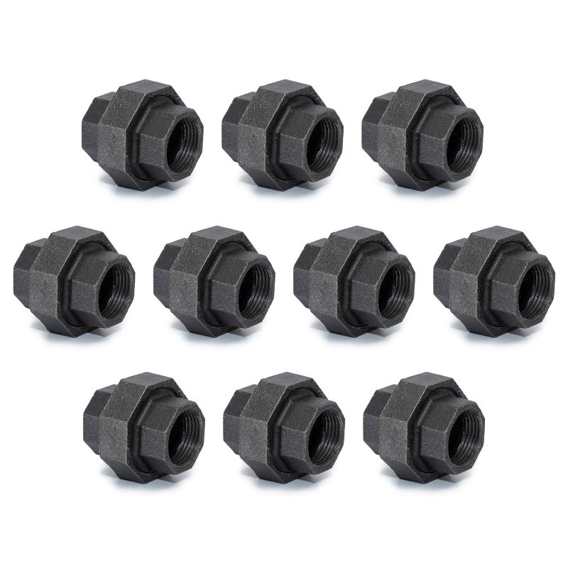 Photo 1 of 3/4" Cast Iron Union, Home TZH 10 Pack 3/4" Industrial Malleable Female Pipe Fitting Union for Industrial Vintage Style DIY Project/Furniture/Shelving Decoration (10, 3/4")