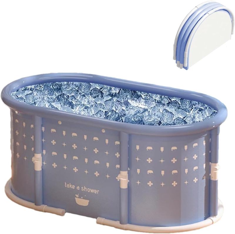 Photo 1 of Genrenyen Portable Bath Tub No Installation, Foldable Bathtub for Adults, Separate Hot SPA Tub for Shower Stall, Non-Inflatable Ice Folding Bathubs, Family Soaking Baths (Gray, 37.4×21.6×21.6 inch)