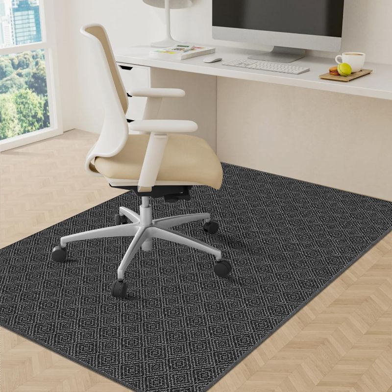 Photo 1 of KMAT Office Chair Mat, 36x48in Heavy Duty Hardwood/Tile Floor Protector, Floor Mat Computer Desk Mat for Rolling Chairs, Work, Study, Office, Black