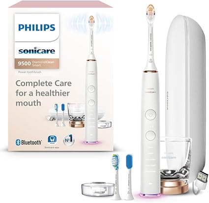 Photo 1 of Philips Sonicare DiamondClean Smart 9500 Electric Toothbrush, Sonic Toothbrush with App, Pressure Sensor, Brush Head Detection, 5 Brushing Modes and 3 Intensity Levels, Rosegold, 