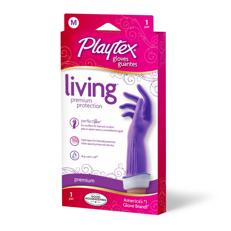 Photo 1 of O-Cedar Playtex Living Gloves - Chemical, Bacteria Protection - Medium Size -  Pink -  2 / Pair