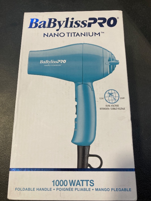 Photo 1 of BaBylissPRO Nano Titanium Travel Dryer, Blue