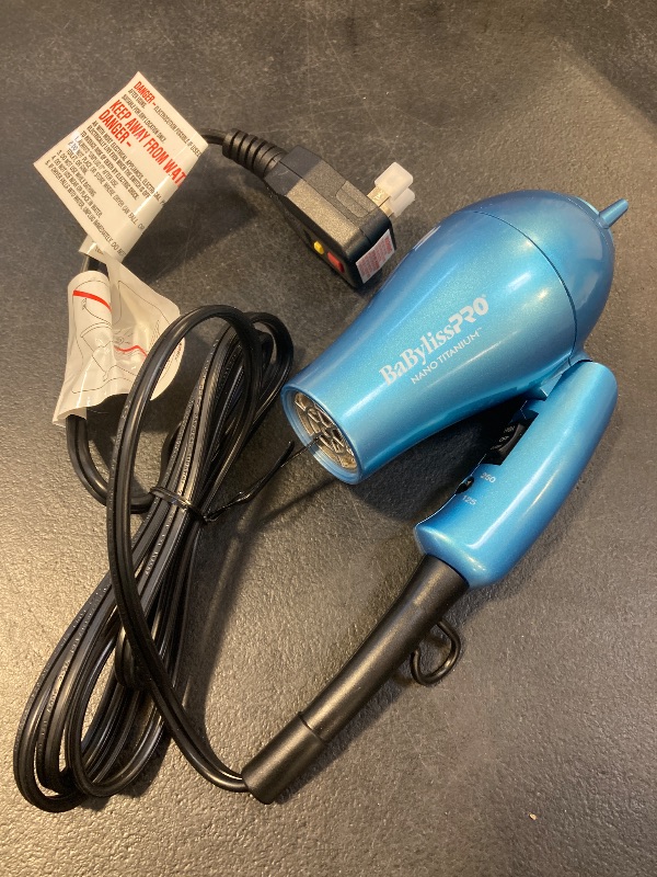 Photo 1 of BaBylissPRO Nano Titanium Travel Dryer, Blue
