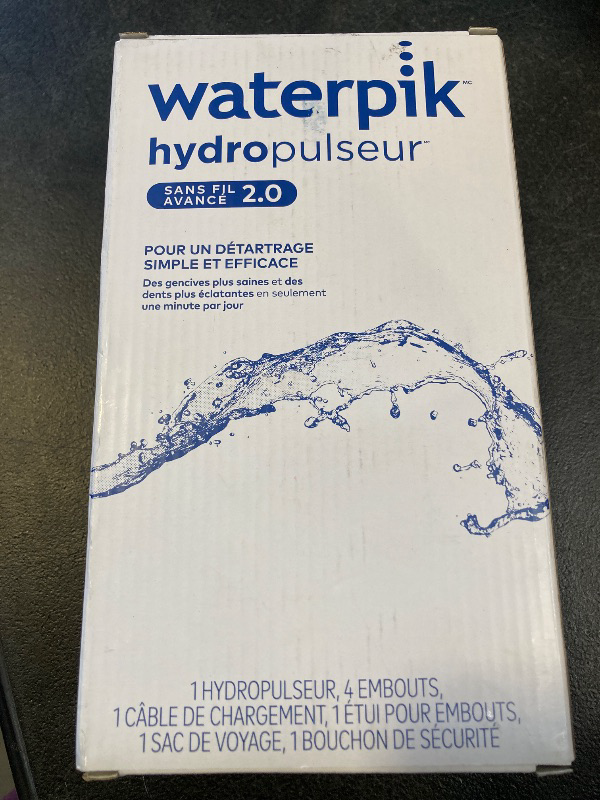 Photo 1 of Waterpik Cordless Advanced 2.0 Water Flosser For Teeth, Gums, Braces, Dental Care With Travel Bag and 4 Tips, ADA Accepted, Rechargeable, Portable, and Waterproof, White WP-580, Packaging May Vary