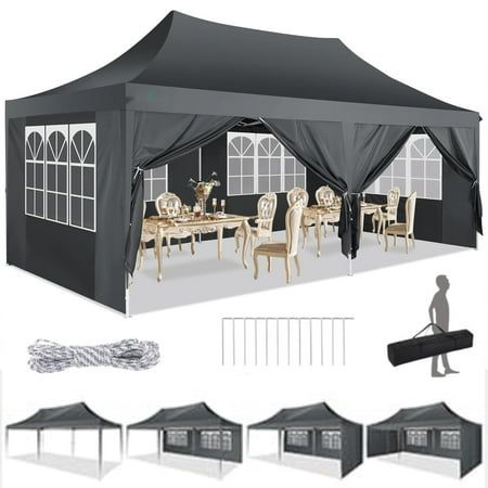 Photo 1 of ***BROKEN PARTS ONLY***HOTEEL 10 X20 Ez Pop up Canopy Tent Commercial Instant Canopies with 6 Removable Sidewalls for Patio Picnic Carport Party Wedding Gray
