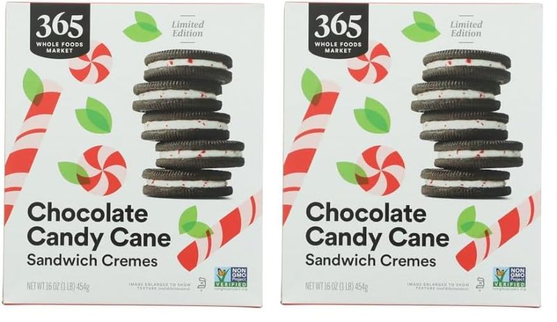 Photo 1 of 365 by Whole Foods Market, Chocolate Candy Cane Sandwich Cremes, 16 Ounce (Pack of 2)