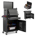 Photo 1 of 2-in-1 Tool Chest on Wheels, Large Capacity 5-Drawer Rolling Tool Box Organizer with Wheels Lockable, Metal Tool Cabinet W/Storage Drawers, Black
