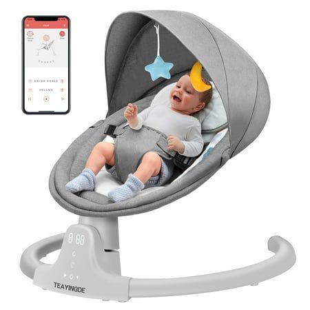 Photo 1 of TEAYINGDE Baby Swing for Infants - APP Remote Bluetooth Control 5 Speed Settings 10 Lullabies USB Plug (Gray)
