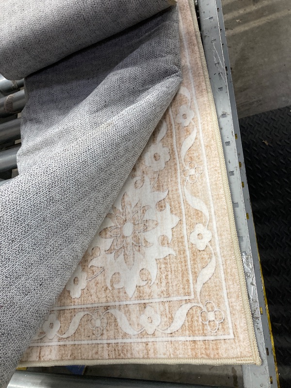 Photo 1 of BESTSWEETIE 6x9 Area Rugs for Living Room, Washable Ultra Soft Boho Vintage Print Pattern Rug Non Slip Low Pile Carpet for Dining Room Bedroom Entryway Indoor-Cream/Light Ivory/Beige