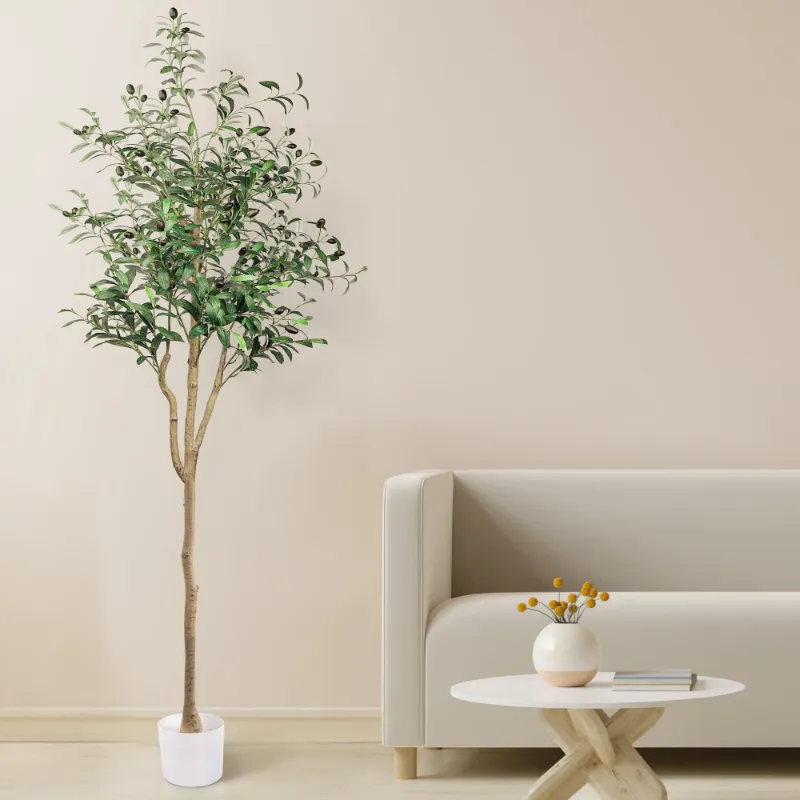 Photo 1 of Artificial Olive Trees, 6FT Fake Olive Trees for Indoor, Faux Olive Silk Tree with Lifelike Fruits, Large Olive Plants with White Planter for Home Decor and Housewarming Gift, 1 Pack
