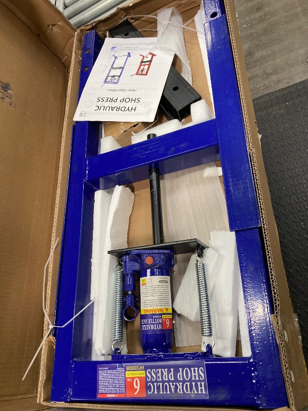 Photo 1 of 6 Ton Hydraulic Press, H-Frame Garage Floor Shop Press with Built-in Relief Valve to Bend, Straighten, Or Press Parts, Install Bearings & U-Joints
