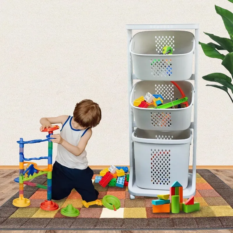 Photo 1 of 4-Tier Laundry Hamper Sorter, Laundry Storage Organizer with Wheels Removable Rolling Laundry Baskets, Bathroom Cart for Dirty Clothes
