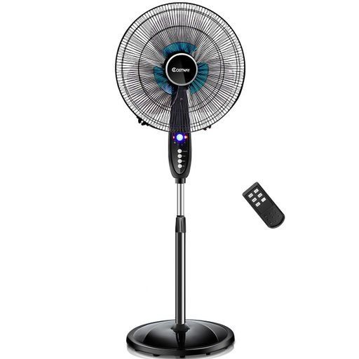 Photo 1 of Costway 16'' Adjustable Oscillating Pedestal Fan Dual Blades W/Remote Control - Black
