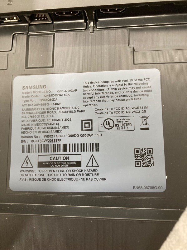 Photo 1 of ***PARTS ONLY***
SAMSUNG 55-Inch Class QLED 4K Q60D Series Quantum HDR Smart TV w/Object Tracking Sound Lite, Motion Xcelerator, Slim Design, Gaming Hub, Alexa Built-in (QN55Q60D, 2024 Model)