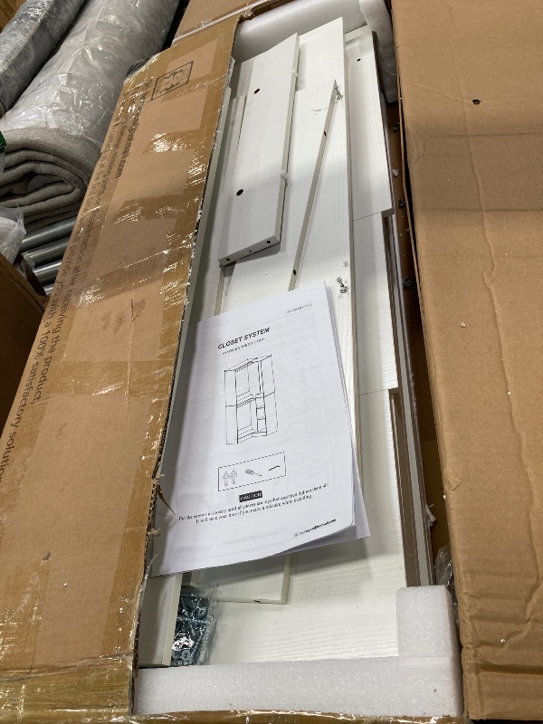 Photo 1 of Unikito Corner Closet System, 36 Inch Large Freestanding Closet Organizer System with 2 Hanging Rods and Storage Shelves, Sturdy Walk in Closet Tower, 36" W x 36" D x 80" H, White