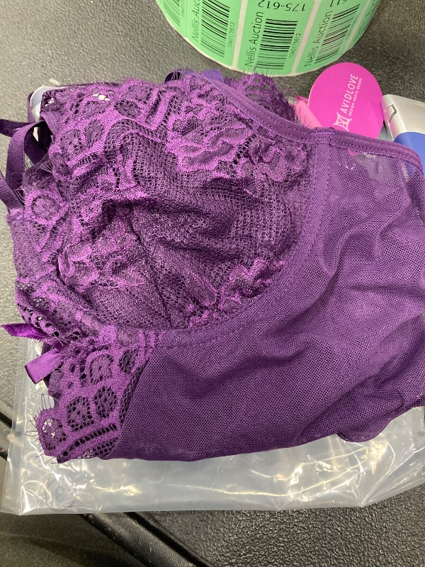 Photo 1 of Avidlove Lingerie for Women Halter Lace Bodysuit V Neck Teddy One Piece Babydoll Nightgown Purple L